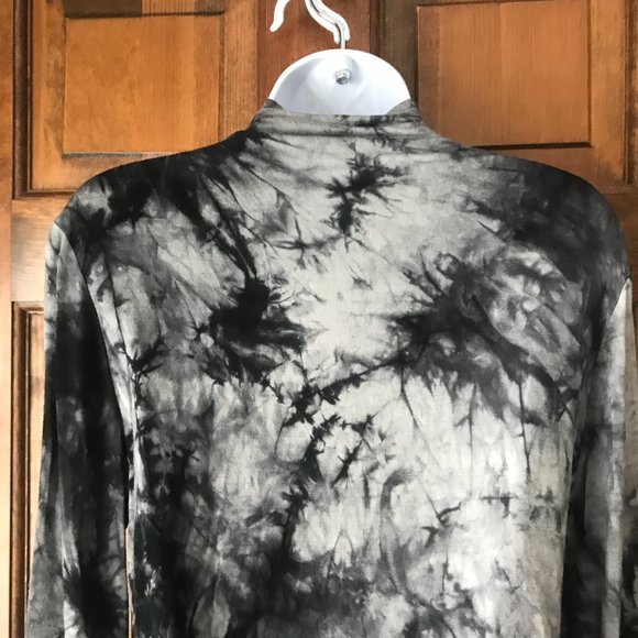 APRLL Black & Gray Tie-Dyed Mock Turtle Long Sleeve Tunic Large - Picture 10 of 13